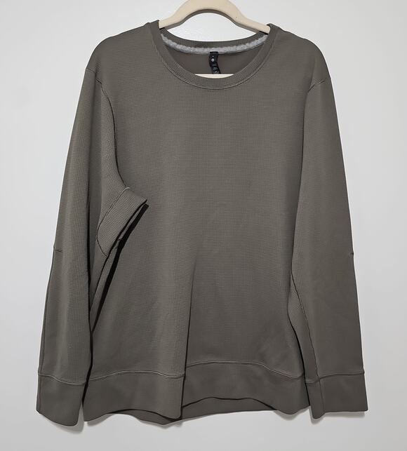 Lululemon Other - Lululemon Shift Stitch Crew Mens XL Army Green Waffle Knit Sweat Wicking